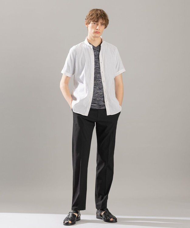 JOSEPH HOMME シャイニースラブブークレ ニットTシャツ ネイビー系