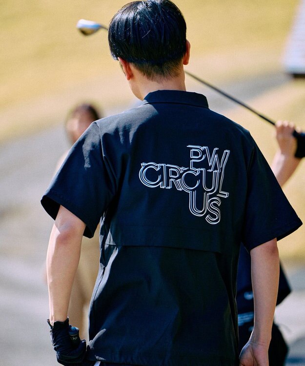 PW CIRCULUS 【撥水加工/ ストレッチ】【MEN】ハーフジップシャツ ゴルフ ブラック系