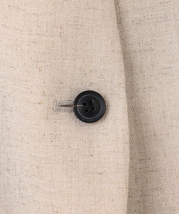 BEIGE， 【洗える】CAROLE / リネンライクノーカラーハーフ丈ジャケット Sand