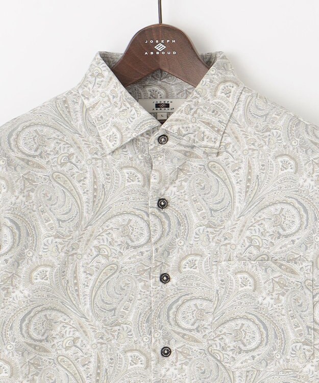 JOSEPH ABBOUD 【LIBERTY・綿100％】リバティペイズリープリントコーデュロイ シャツ ライトグレー系6