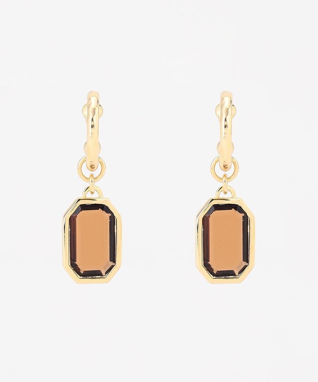 23区 ガラスフープピアス ダークブラウン系