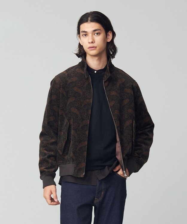 J.PRESS MEN ペイズリープリント コーデュロイ ゴルフジャケット ダークブラウン系