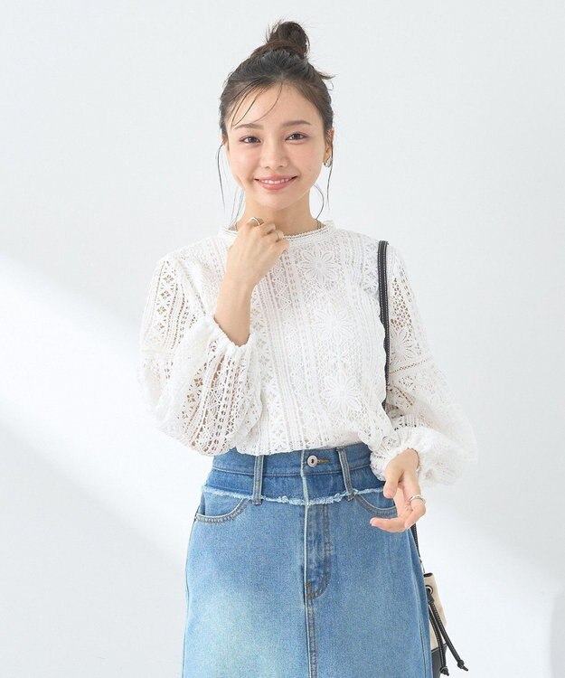 earth music&ecology レースプルオーバー Off White