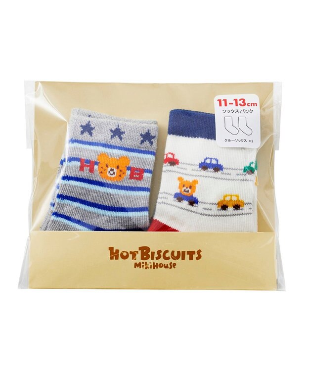 MIKI HOUSE HOT BISCUITS 【9-19cm / 靴下2足セット】 クルー丈 ソックスパック2足セット 白