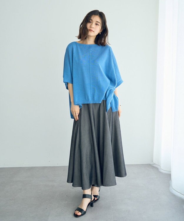 YECCA VECCA ペーパーヤーンルーズニット Blue