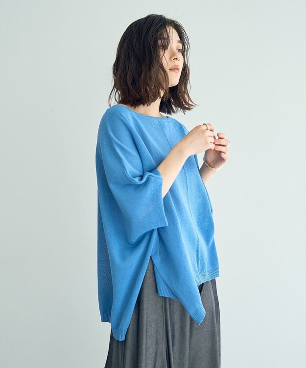 YECCA VECCA ペーパーヤーンルーズニット Blue