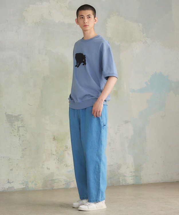 J.PRESS YORK STREET 【UNISEX】ブルドックプリントリブ Tシャツ ダルブルー系