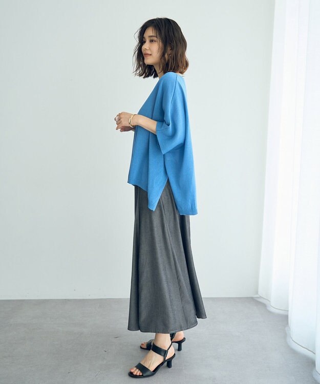 YECCA VECCA ペーパーヤーンルーズニット Blue