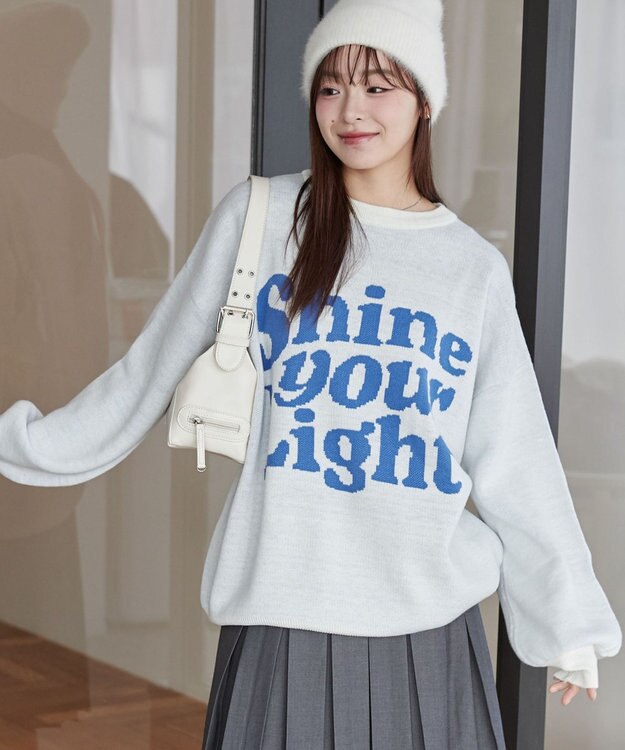 WEGO グラフィックBIGニットプルオーバー ホワイトその他