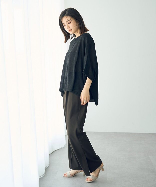 YECCA VECCA ペーパーヤーンルーズニット Black