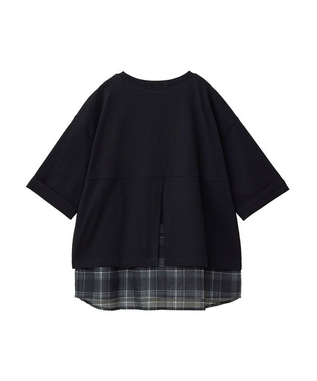 Green Parks ５分袖裾シアードッキングチュニック Black