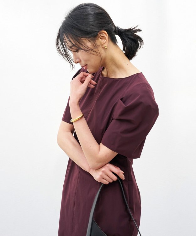 UNFILO L 【mi-molletコラボ】FINE MOVE Iラインワンピース バーガンディ