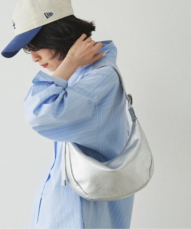 ソフトレザーラウンドショルダーバッグ【シルバー】(CE-1470-WEB