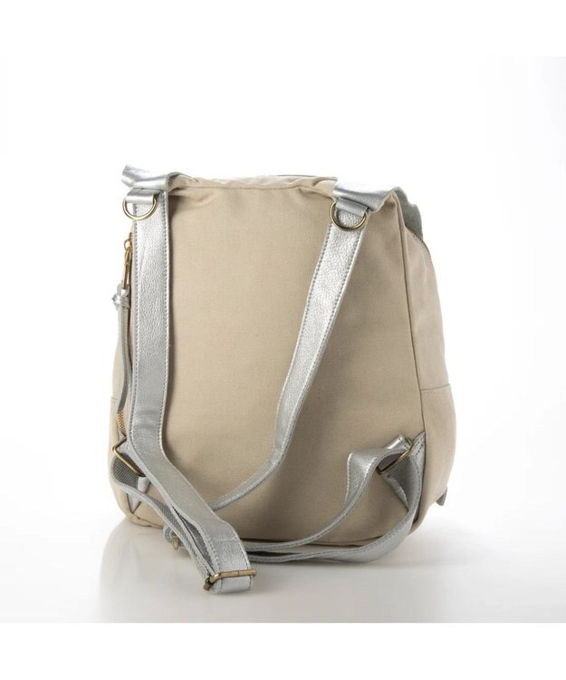 UNBILLION perche / 牛革かぶせキャンバスリュックサック シルバー