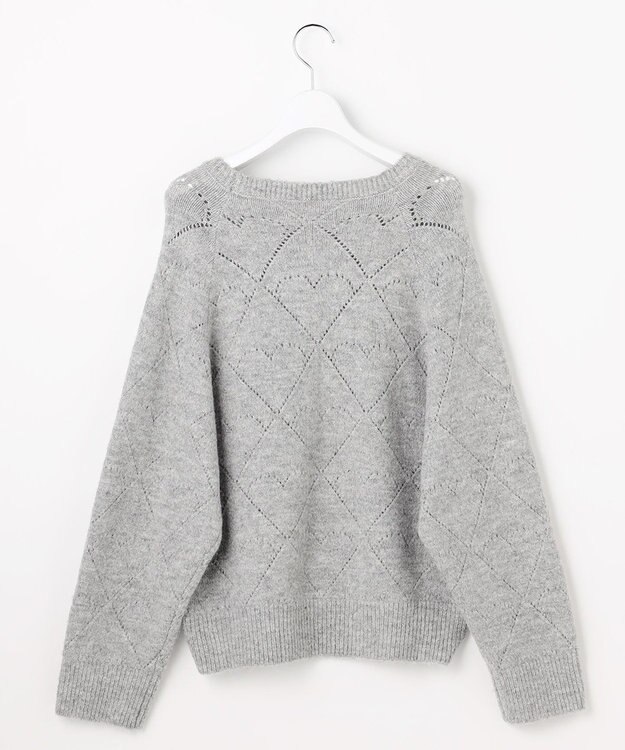 Feroux ハート柄ニット プルオーバー ライトグレー系