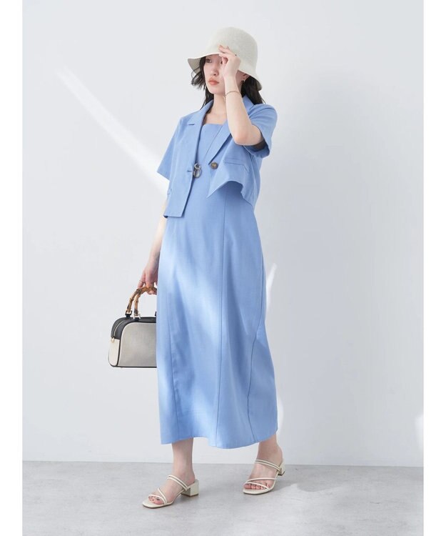 earth music&ecology リサイクルポリエステルブレンドキャミワンピース Sax