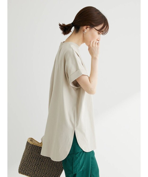 Green Parks 汗じみ防止Ｗカフスフレンチチュニック Off White