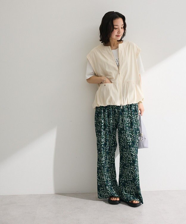 Green Parks セルフカットプリーツ柄パンツ Green