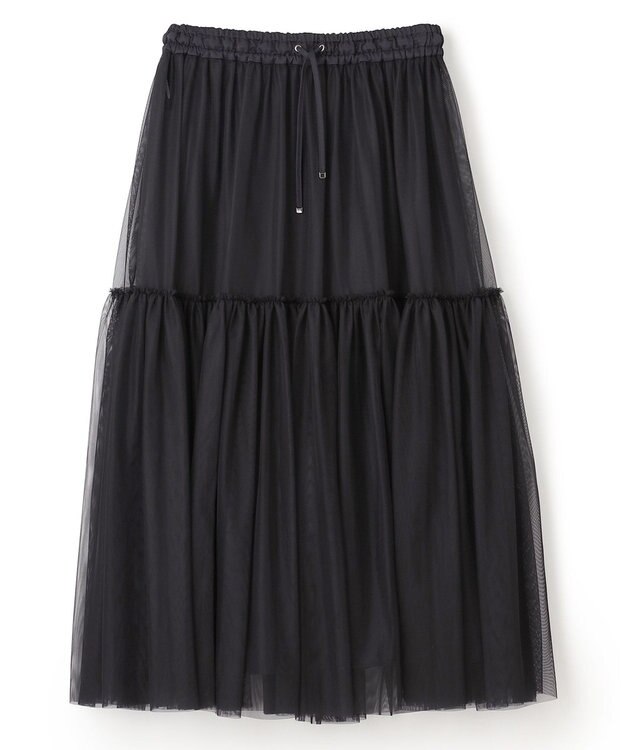 uncrave 【撥水・UVカット】ナイロンタスラン ティアードスカート（uncrave WHITE） ブラック