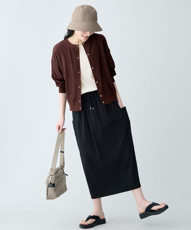 ANY シアーワッフルカーディガン ブラウン