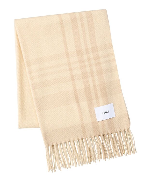 MOONBAT estaa とろーりストール ナチュラルチェック／手洗い可 ベージュ