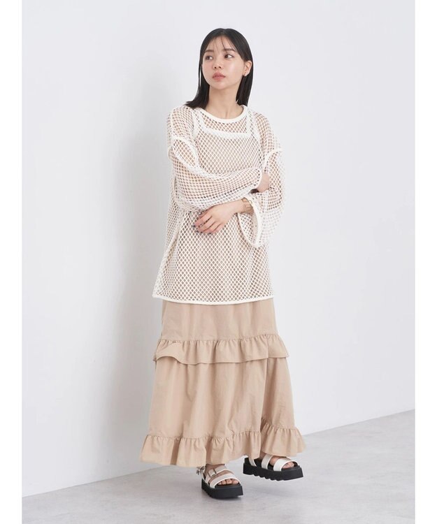 earth music&ecology メッシュチュニック Off White