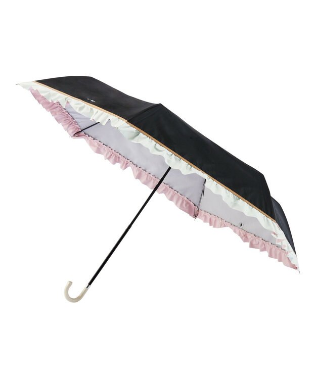 MOONBAT estaa 晴雨兼用 折りたたみ傘 バイカラーフリル 日傘 遮光 遮熱 UV ブラック