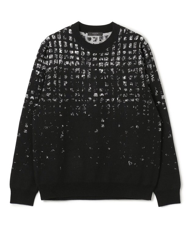 JOSEPH HOMME ドローイングブレイドジャガード　クルーネック長袖ニット ブラック系3