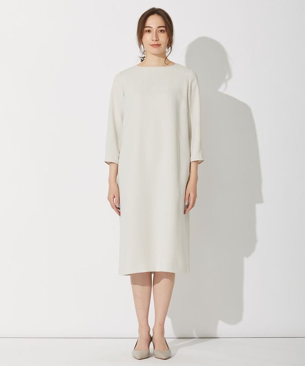 自由区 L 【セットアップ可】ダブルクロス サックワンピース ベージュ系