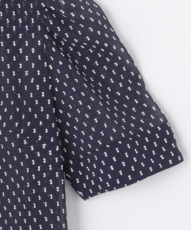 #Newans 【ANSWER for シティライフ】ドットデザインシアーシャツ ネイビー系×ホワイト系ドット