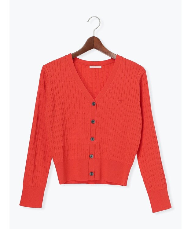 Te chichi ミニケーブル刺繍Vネックカーディガン レッド