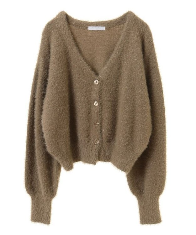 Green Parks ラメシャギーニットカーディガン Beige