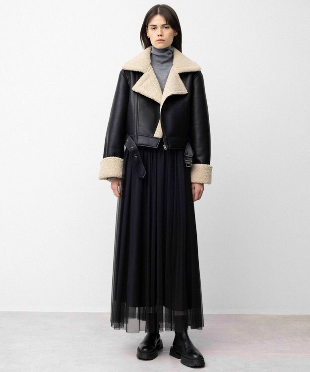 NAVE 【Nave】ヴィーガンムートン ライダースジャケット ブラック系