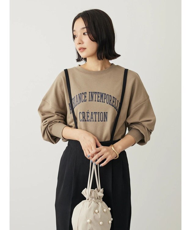 Green Parks アソートロゴ裏毛プルオーバー Brown