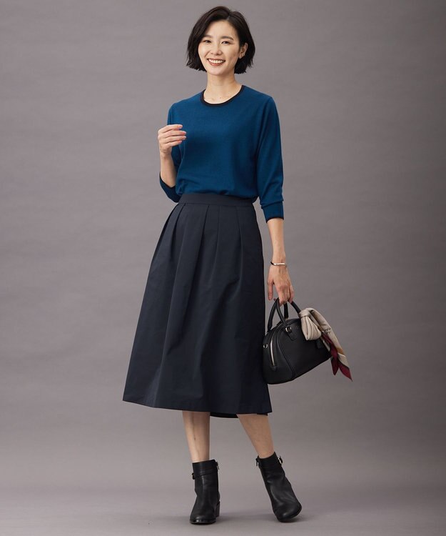 J.PRESS LADIES 【洗える】トリムツイン ニット グリーン系