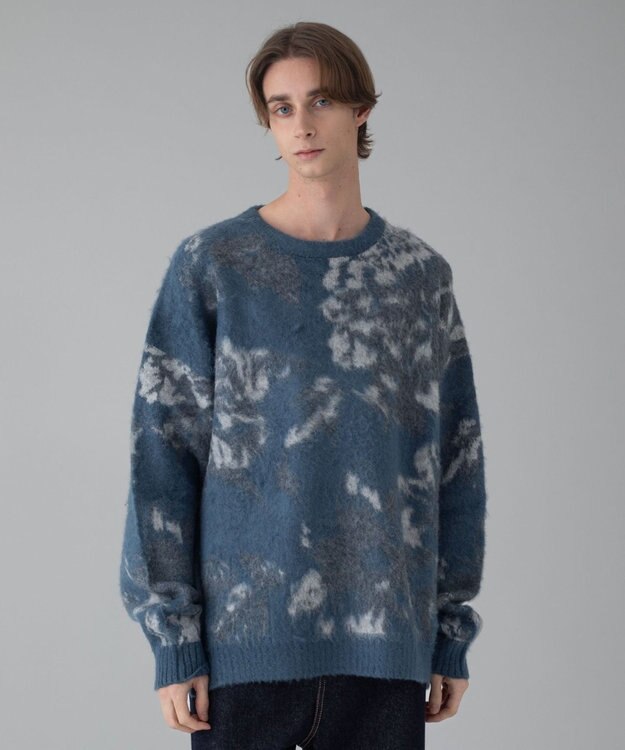 WEGO 【ユニセックス着用ITEM/MLサイズ展開】ファジーパターンプルオーバー ブルー