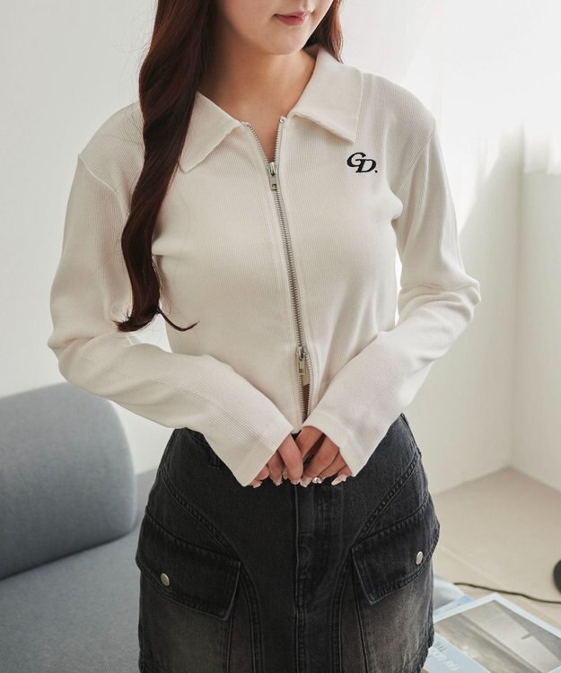 WEGO ヴィンテージライクWZIPトップス オフホワイト