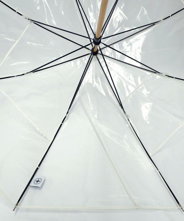 +RING 【プラスリング】【数量限定】 UNISEX 雨傘（長）55cm WHT パッチワークパイピングビニール傘 白～オフホワイト