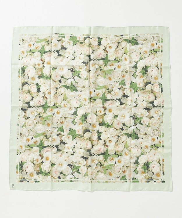 自由区 【カトリエムブーケ】La boroderie de Laurent ブーケモチーフシルクスカーフ ブーケ柄