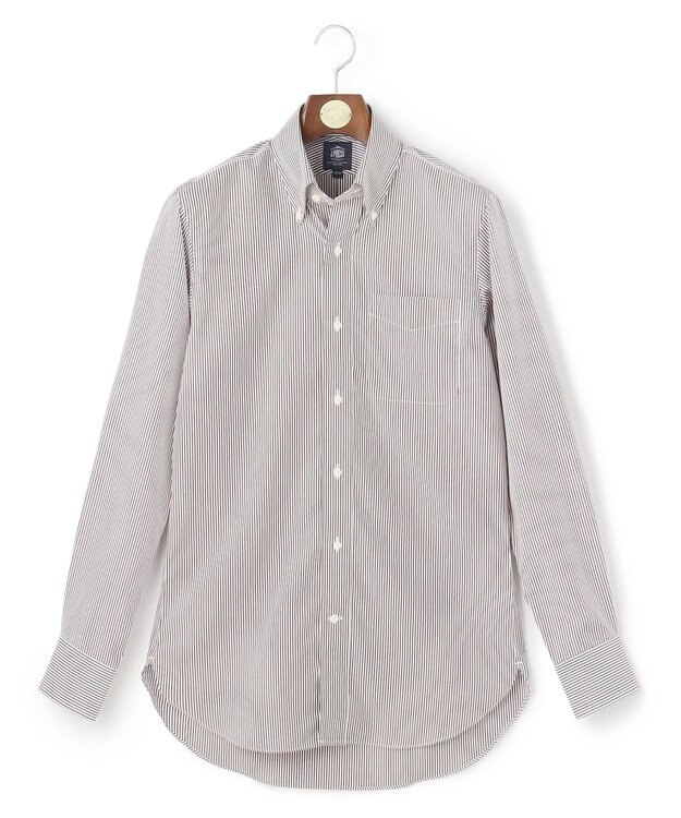 J.PRESS MEN 【PREMIUM PLEATS / 形態安定】ロンドンストライプ ドレスシャツ / B.D. ワイン系1