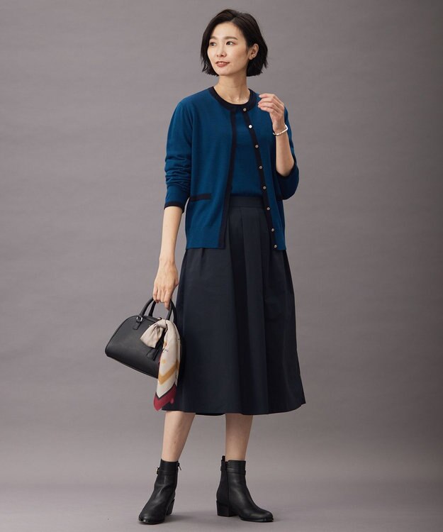 J.PRESS LADIES 【洗える】トリムツイン ニット グリーン系