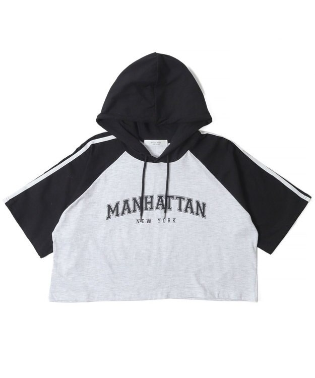 WEGO フーデッドラグランT ブラック