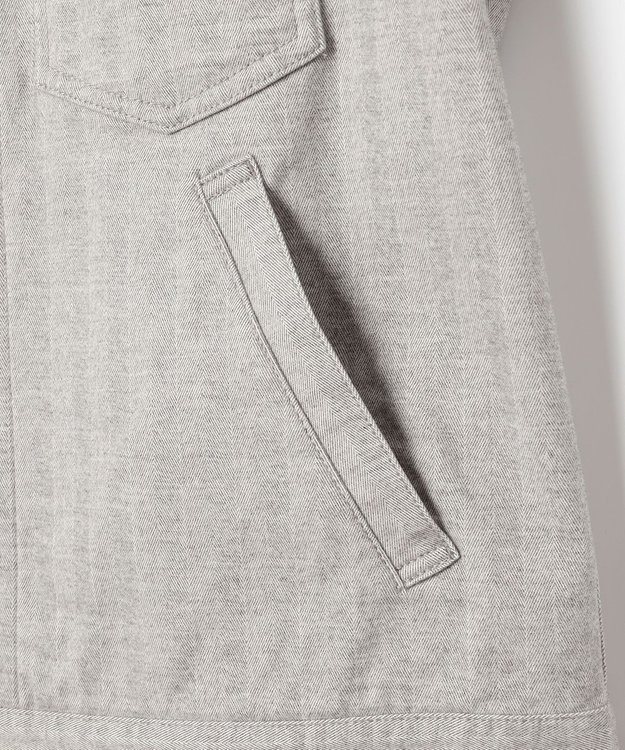 JOSEPH ABBOUD 【イタリア素材/ストレッチ】ヘリンボンモールスキンワーク ジャケット ライトグレー系