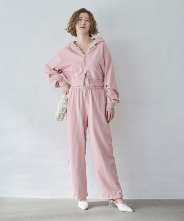 WEGO 【ウエストゴム/XSSMサイズ展開】スウェットワイドパンツ ピンク