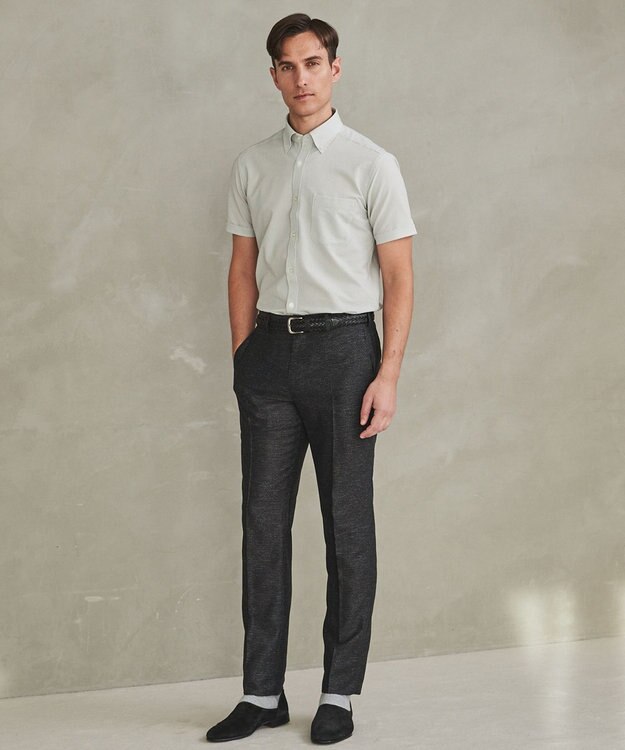 GOTAIRIKU とにかく涼しい/酷暑対応【シワになりにくい/吸水速乾】クールマックスサッカーシャツ 新色/ライトグレー×白