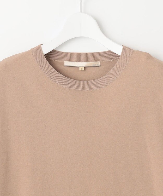 自由区 【洗える・XSサイズあり】クレープストレッチノースリーブ ニット キャメル系