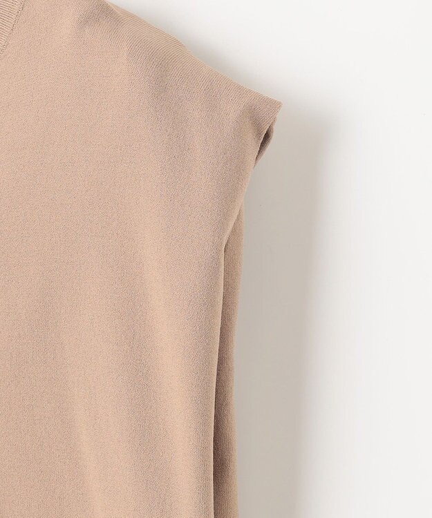 自由区 【洗える・XSサイズあり】クレープストレッチノースリーブ ニット キャメル系