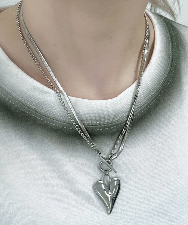 WEGO Lハートモチーフ2連ネックレス 柄1