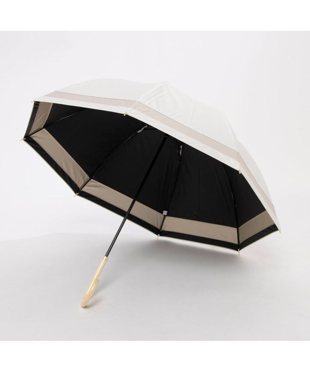 UNBILLION カシュネ cachenez / 【晴雨兼用】【日傘】UV カット率99％以上 PU切り継ぎボーダーバルーンショートパラソル ホワイト