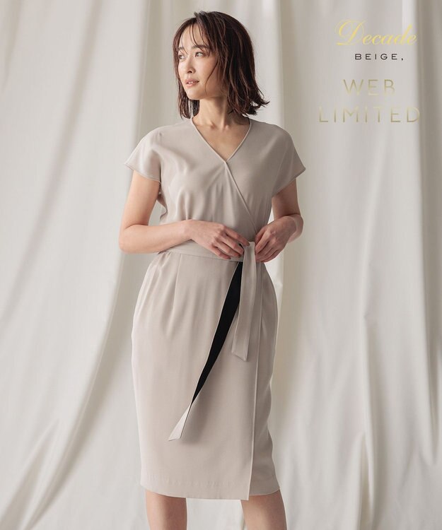 BEIGE， 【WEB＆一部店舗限定】CINDY / ラップドレス Sand × Black